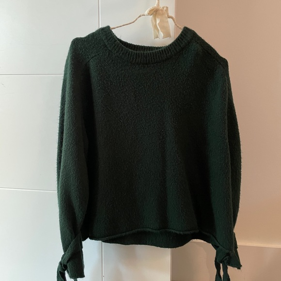 Oak & Fort forest green tie-sleeve sweater - Picture 2 of 4